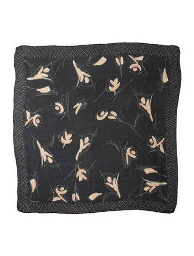 Pre-owned Giorgio Armani Floral Print Scarf In Black