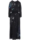 Giorgio Armani Official Store Silk Charmeuse Long Dress In A Floral Print In Black