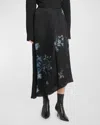 Giorgio Armani Official Store Silk Charmeuse Organza Asymmetric Skirt With A Floral Print In Solid Black
