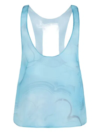 Giorgio Armani Floral-print Tank Top In Blue