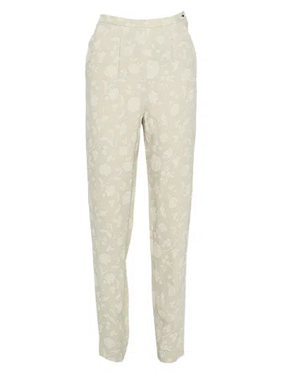 Pre-owned Giorgio Armani Floral-jacquard Trousers In Neutral