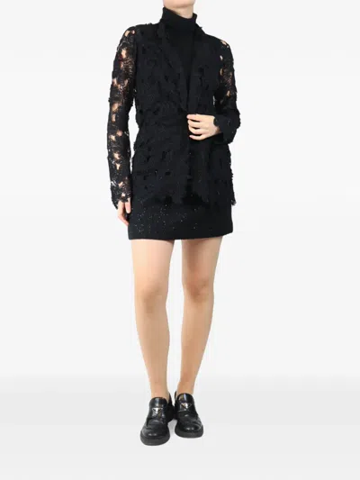 Pre-owned Giorgio Armani Floral-lace Top In Black