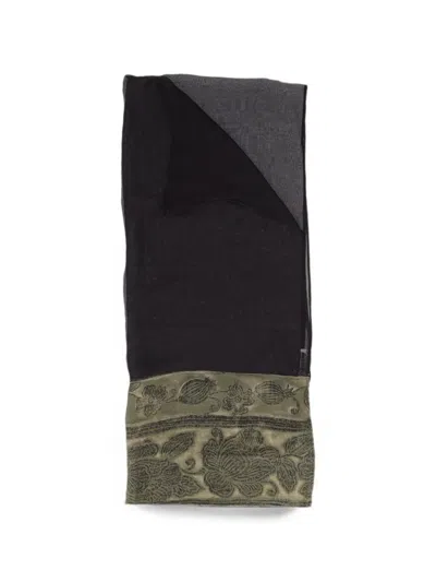 Pre-owned Giorgio Armani Floral-print Scarf In Black