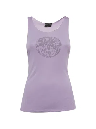 Pre-owned Giorgio Armani Floral-print Tank Top In Purple
