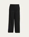 Giorgio Armani Wide-leg Silk Trousers With Rhinestone Details In Solid Black