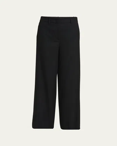 Giorgio Armani Fluid Wool Straight-leg Trousers In Solid Black