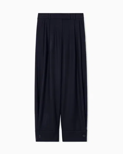 Giorgio Armani For Alanui Pure Virgin Wool Trousers With Pleats In Blue