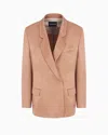 Giorgio Armani Women Double-breasted Satin Blazer In Pink