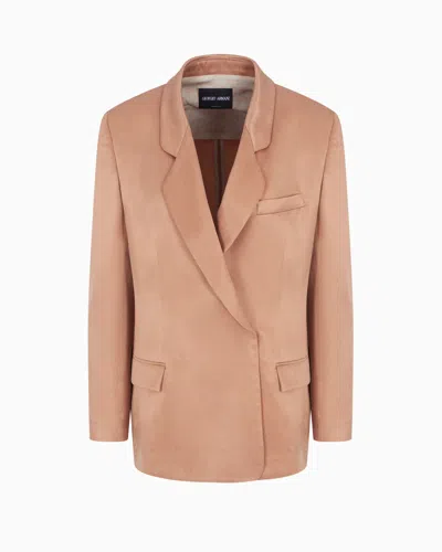 GIORGIO ARMANI DOUBLE-BREASTED JACKET IN VISCOSE AND CUPRO