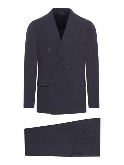 Giorgio Armani Double-breasted Wool Suit In Black