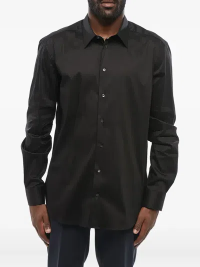 Giorgio Armani French-collar Button Shirt In Black