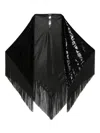Giorgio Armani Laser-cut Velvet Shawl With Fringes In Black