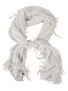 Giorgio Armani Embroidered-logo Frayed Scarf In Grey