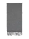 Giorgio Armani Luxe Grey Cashmere Fringed Scarf In Gray