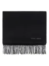 Giorgio Armani Fringed Scarf In Black