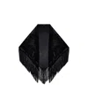 Giorgio Armani Laser-cut Velvet Shawl With Fringes In Black