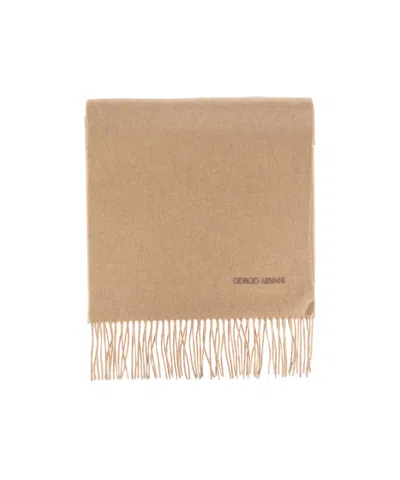 Giorgio Armani Fringed Scarf In Brown