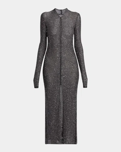 Giorgio Armani Front-slit Sequin Metallic Knit Sweater In Multi