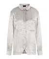 Giorgio Armani Printed Silk Satin Shirt In White