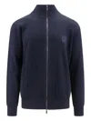 Giorgio Armani Ribbed Zip-up Wool Sweater In Gray