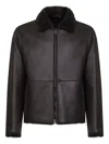 Giorgio Armani Fur-collar Leather Jacket In Brown