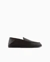 Giorgio Armani Official Store Deerskin Slip-ons With Threading In Brown