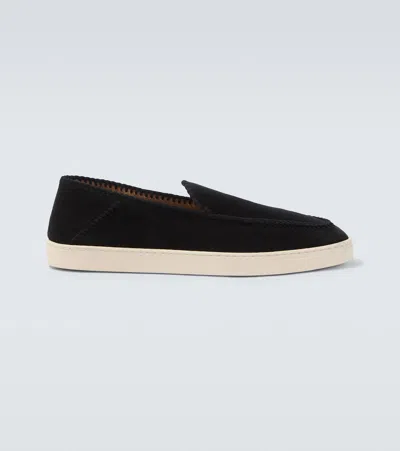 Giorgio Armani Galleria 3 Suede Slip-on Shoes In Black