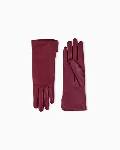 Giorgio Armani Gants En Cuir Nappa Lisse Avec Doublure En Cachemire In Bordeaux