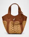 Giorgio Armani Gem Small Fan-stitch Tote Bag In Ecru