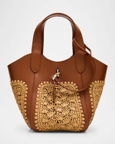 Giorgio Armani Gem Small Fan-stitch Tote Bag In Ecru