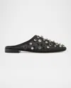 Giorgio Armani Gem Studded Mesh Ballerina Mules In D307 Nero Nero Multicolor