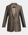 Giorgio Armani Geo Silk Jacquard Single-breasted Blazer In Brown