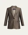 Giorgio Armani Geo Silk Jacquard Single-breasted Blazer In Brown