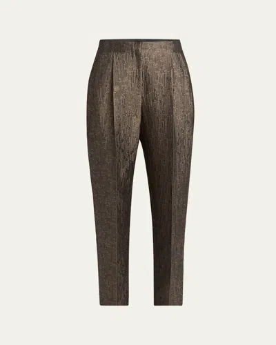 Giorgio Armani Geo Silk Jacquard Tapered-leg Trousers