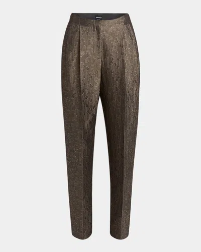 Giorgio Armani Geo Silk Jacquard Tapered-leg Trousers