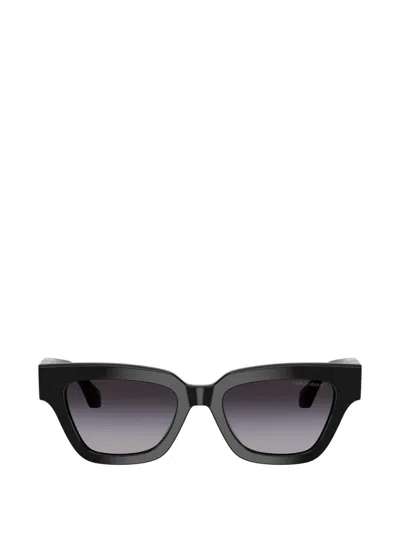 Giorgio Armani Geometric-frame Logo-detail Sunglasses In Black