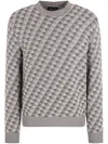 Giorgio Armani Geometric-jacquard Wool Jumper In Grey