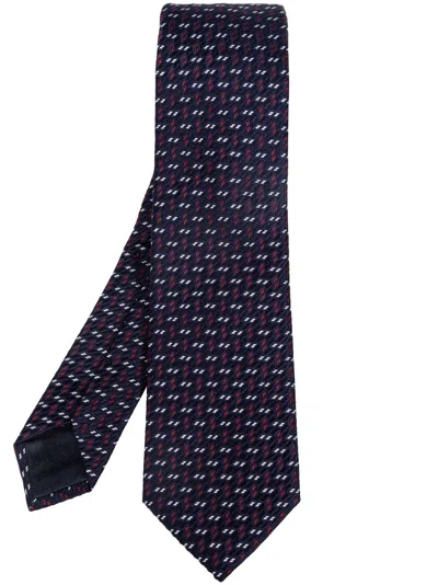 Giorgio Armani Geometric-pattern Print Tie In Blue