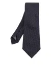 Giorgio Armani Geometric-pattern Silk Tie In Black