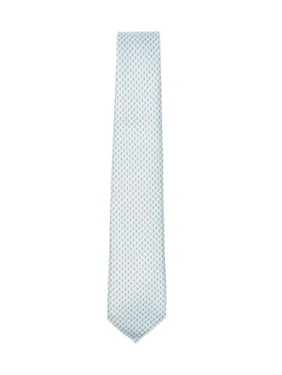 Giorgio Armani Geometric Pattern Silk Tie Accessories In Blue