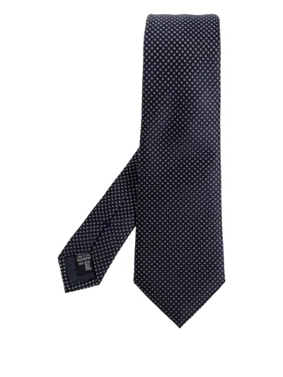 Giorgio Armani Geometric-pattern Silk Tie In Black