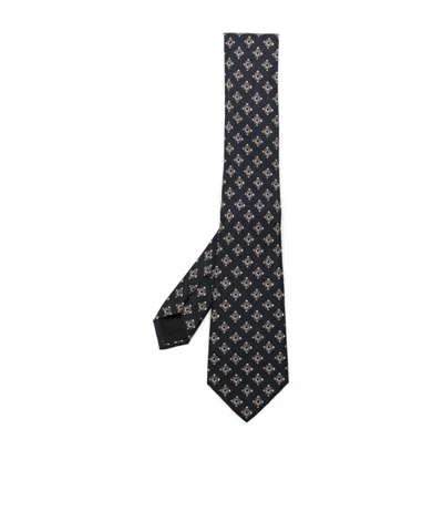 Giorgio Armani Geometric-pattern Silk Tie In Black