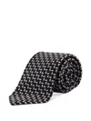 Giorgio Armani Geometric-pattern Silk Tie In Brown