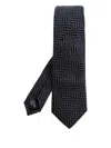 Giorgio Armani Geometric-pattern Silk Tie In Black