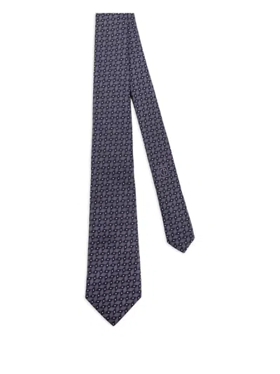 Giorgio Armani Geometric-pattern Silk Tie In Blue