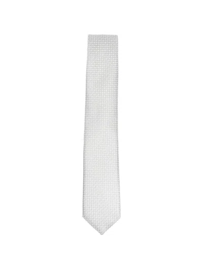 Giorgio Armani Geometric Pattern Silk Tie In Gray