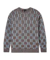 Giorgio Armani Crew Neck Geometric Pattern Sweater In Multi