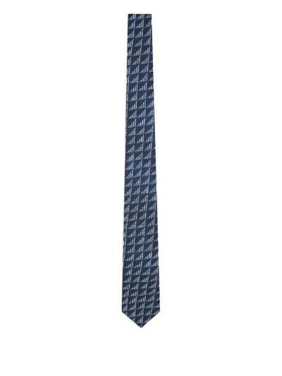 Giorgio Armani Geometric-pattern Tie In Blue