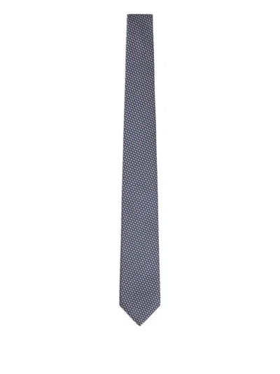 Giorgio Armani Geometric-pattern Tie In Blue