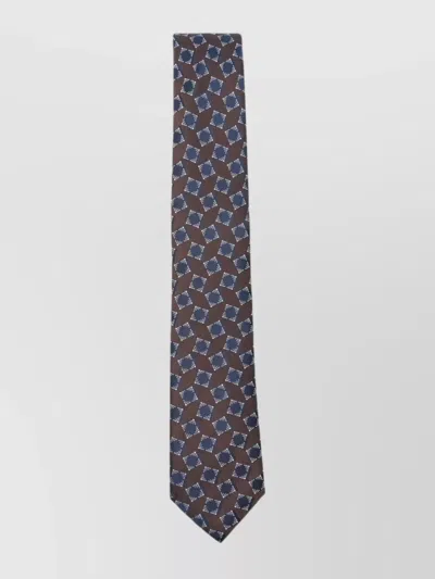 Giorgio Armani Geometric Pattern Tie Pointed Tip In Gray